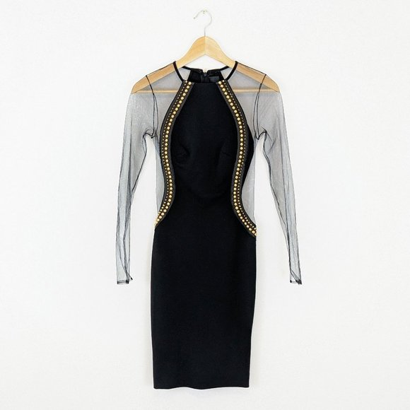 Philipp Plein Dresses & Skirts - Philipp Plein Couture Limited Edition Black Dress Mesh Studs Leather